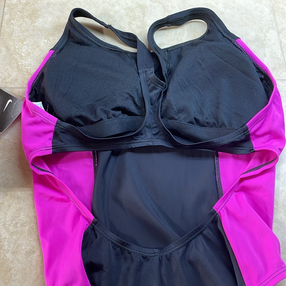 Nike Women’s Swimsuit One Piece Sport Pool Black Pink Size L - Picture 6 of 14